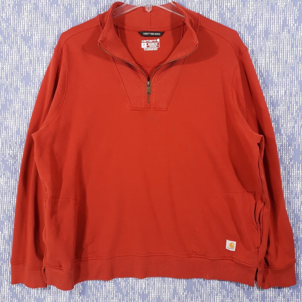 Carhartt Sweater Womens 2X Tencel Fiber Series Burnt Orange 1/4 Zip